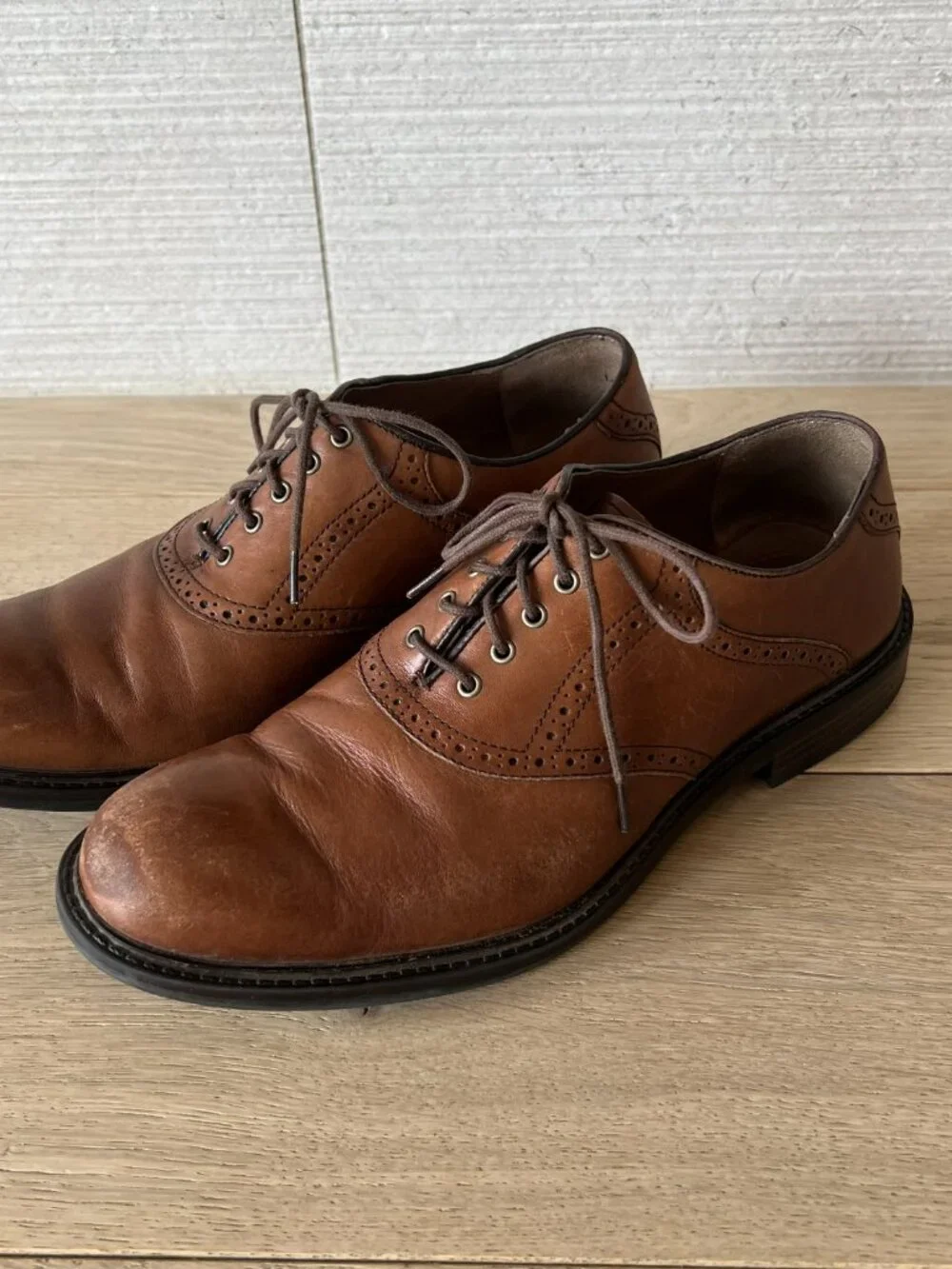 Johnston & Murphy Men’s Brown Leather Lace-Up Derby Dress Shoes Size 10.5 Medium